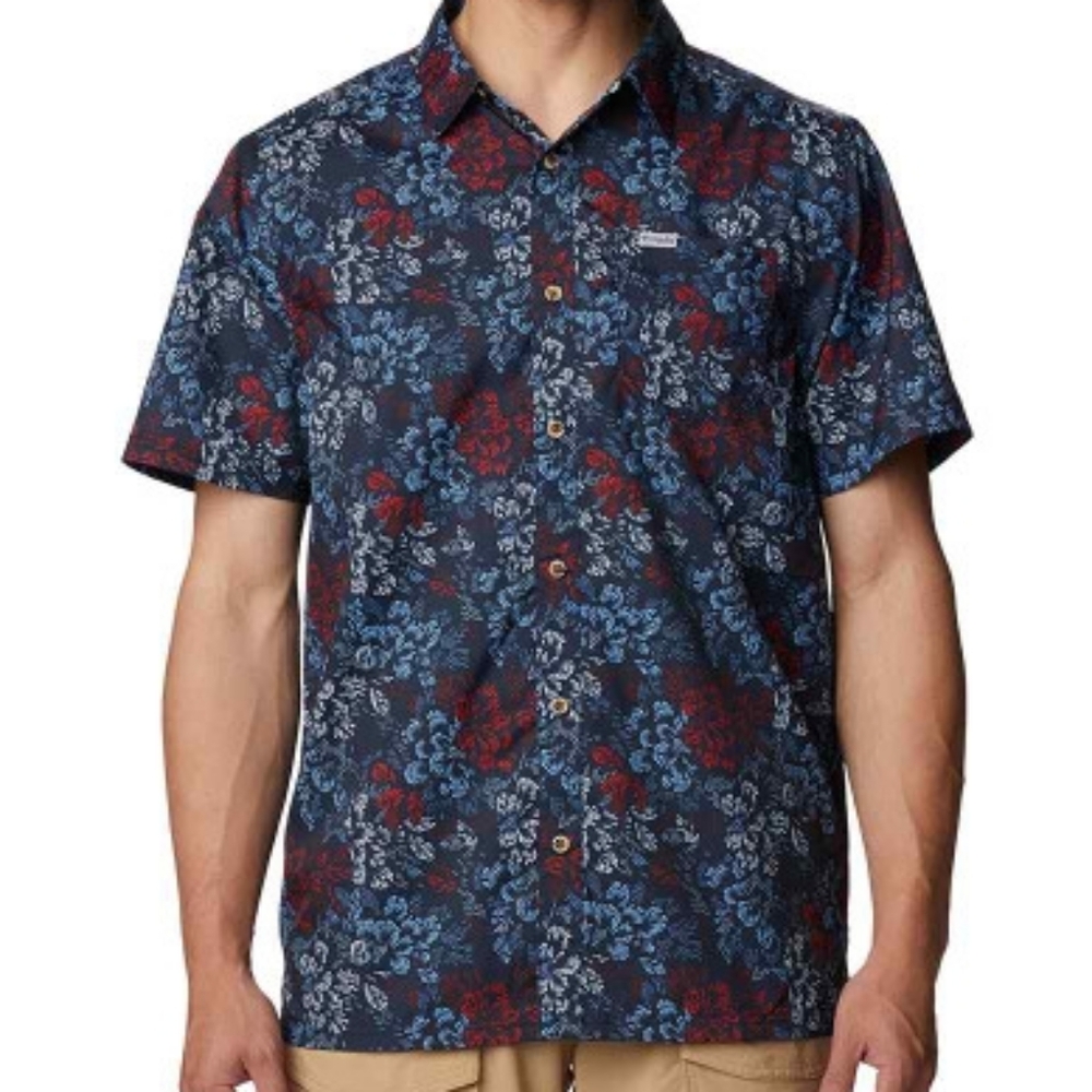 Men's Columbia Super Slack Tide Camp Shirt Collegiate Navy Deep Sea Dash XXL